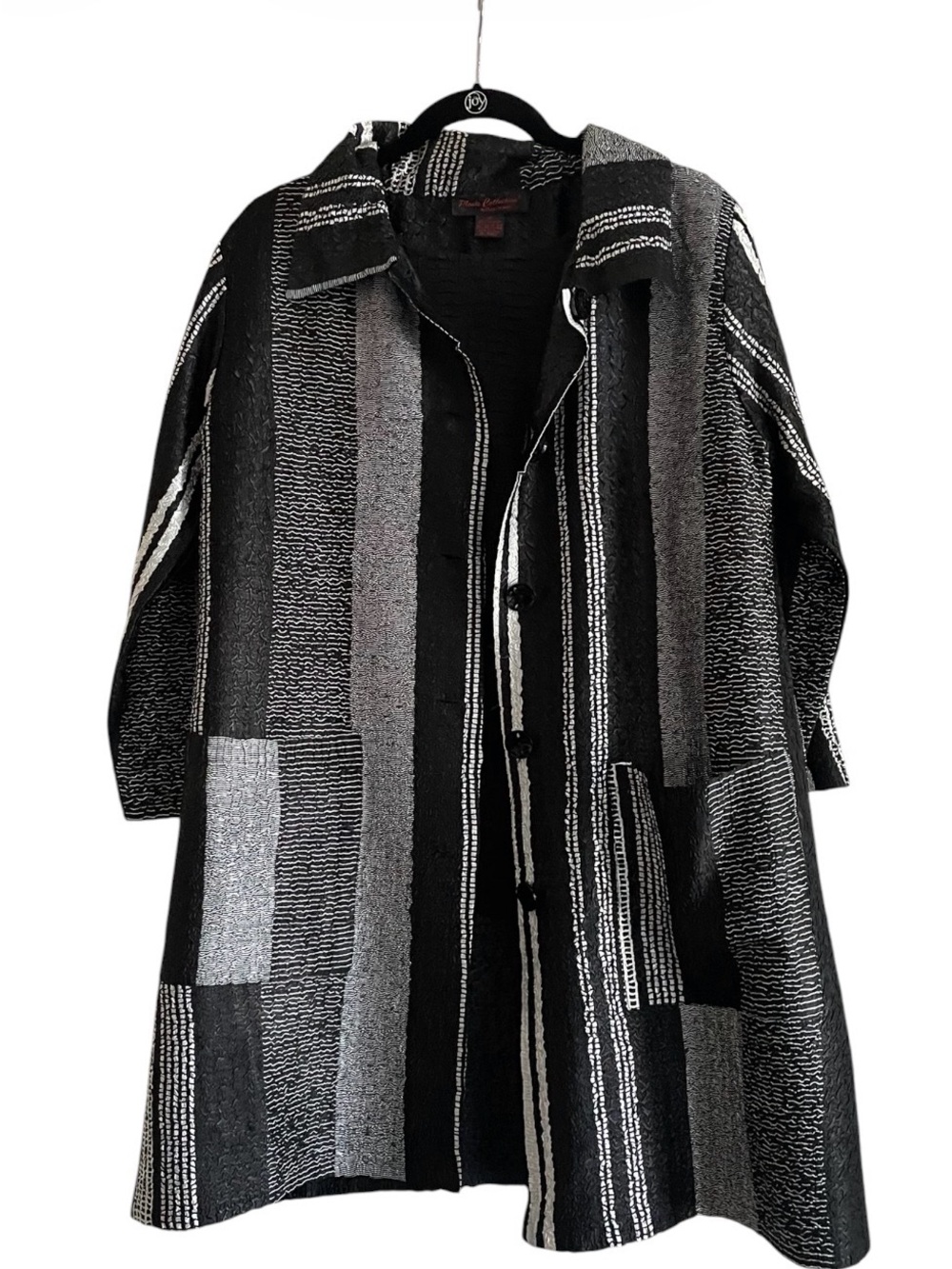 Pleats Collection by Pings Black & Gray Striped Women's Shacket &Top